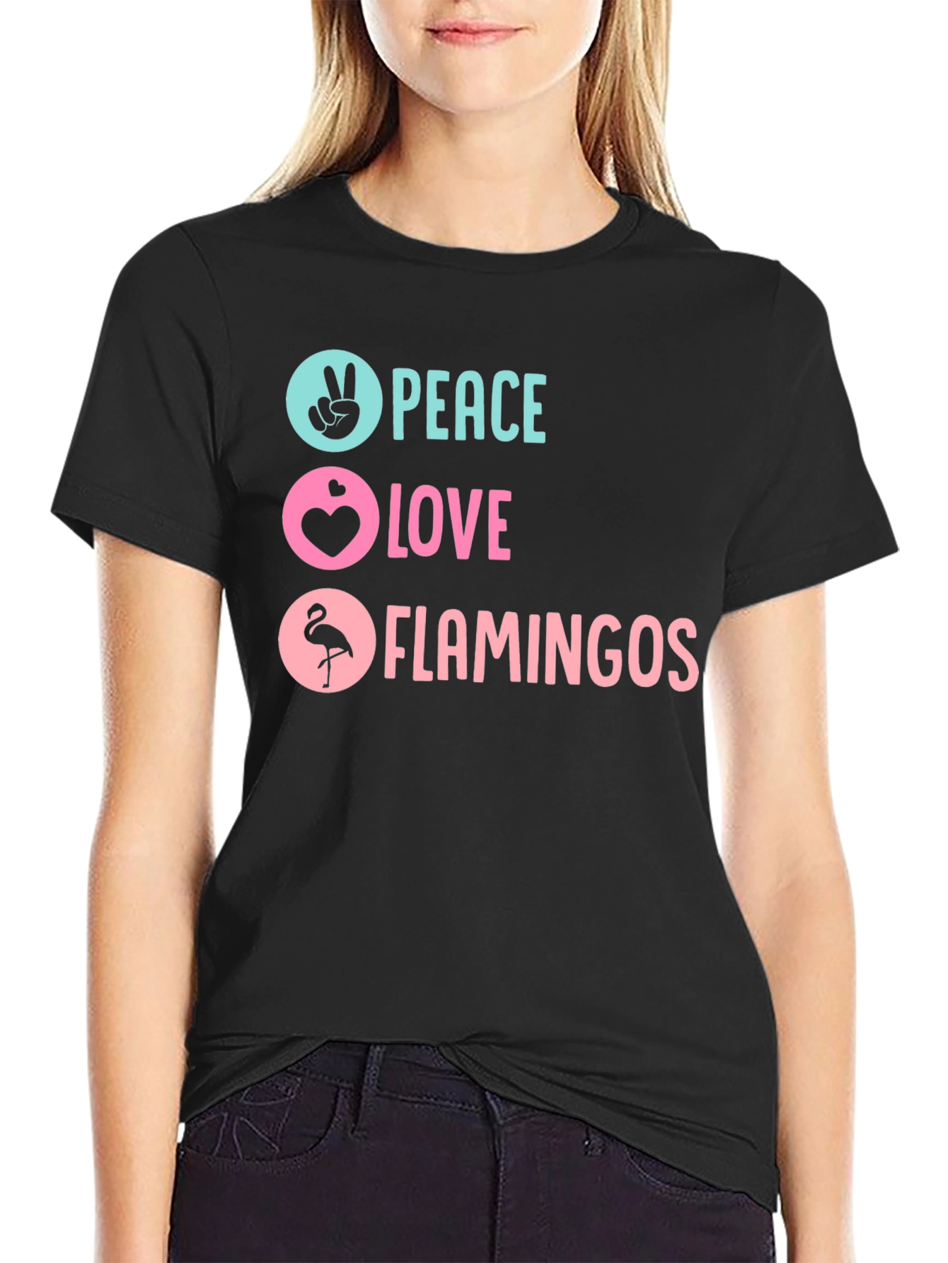 Peace Love Flamingos Graphic T-Shirt