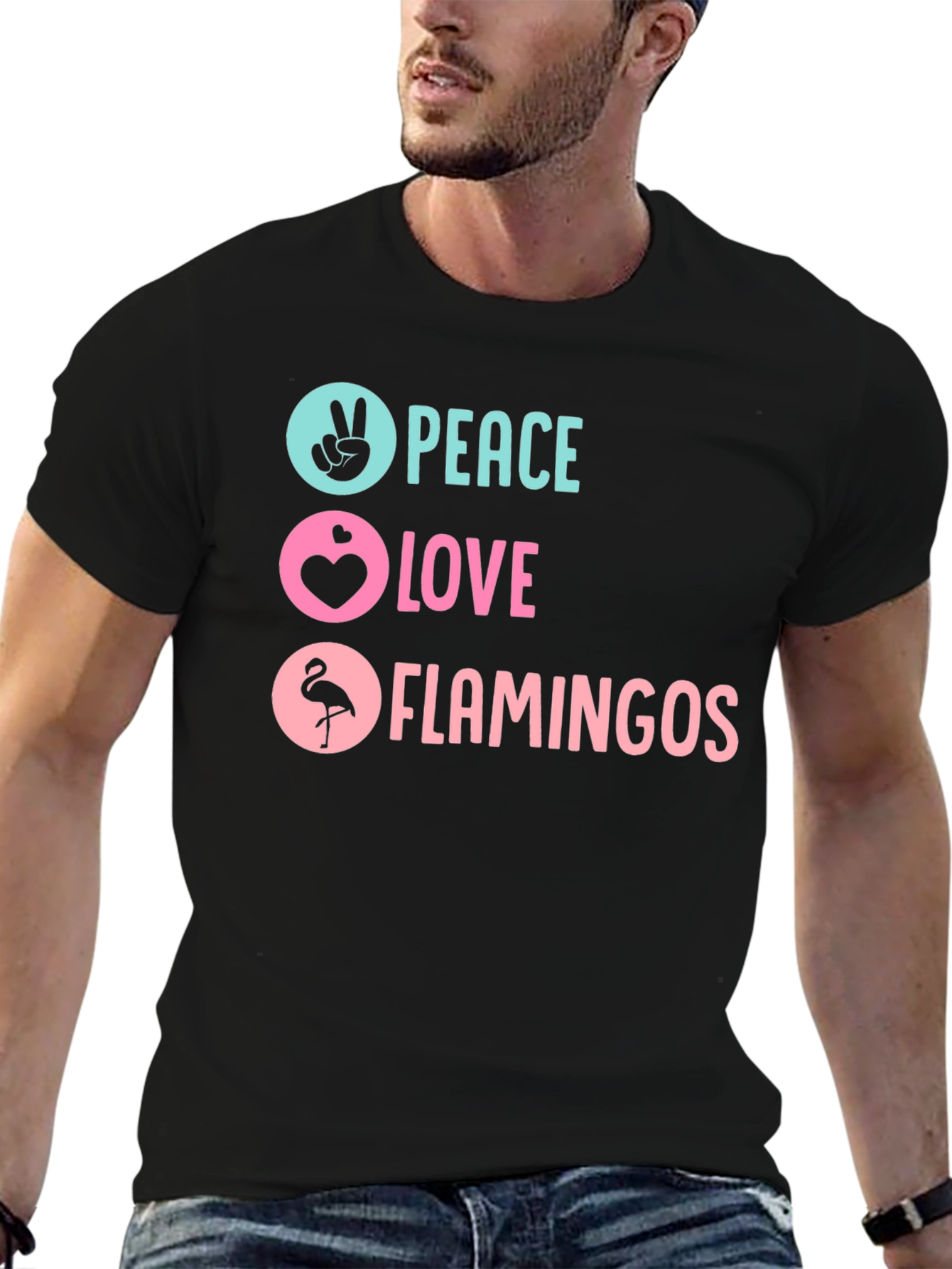 Peace Love Flamingos Graphic T-Shirt