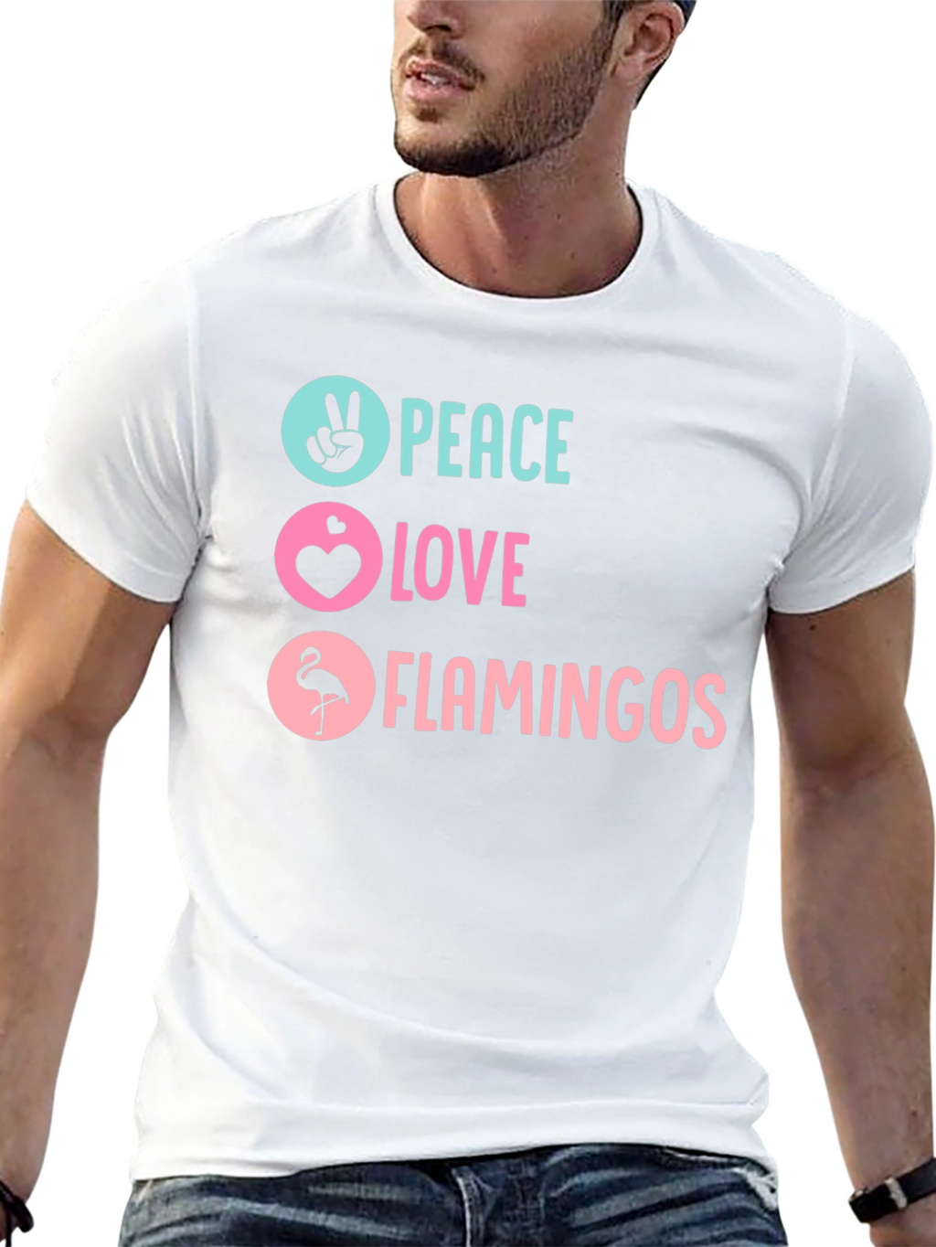 Peace Love Flamingos Graphic T-Shirt