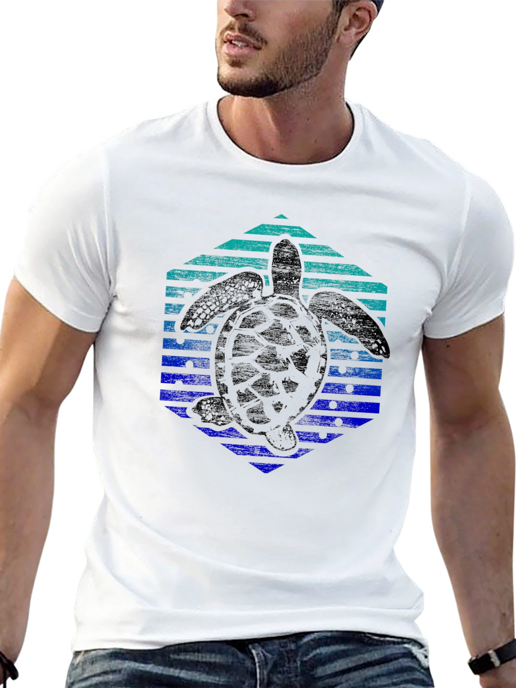 Turtle Hexagon Graphic Tee - Trendy Black Shirt