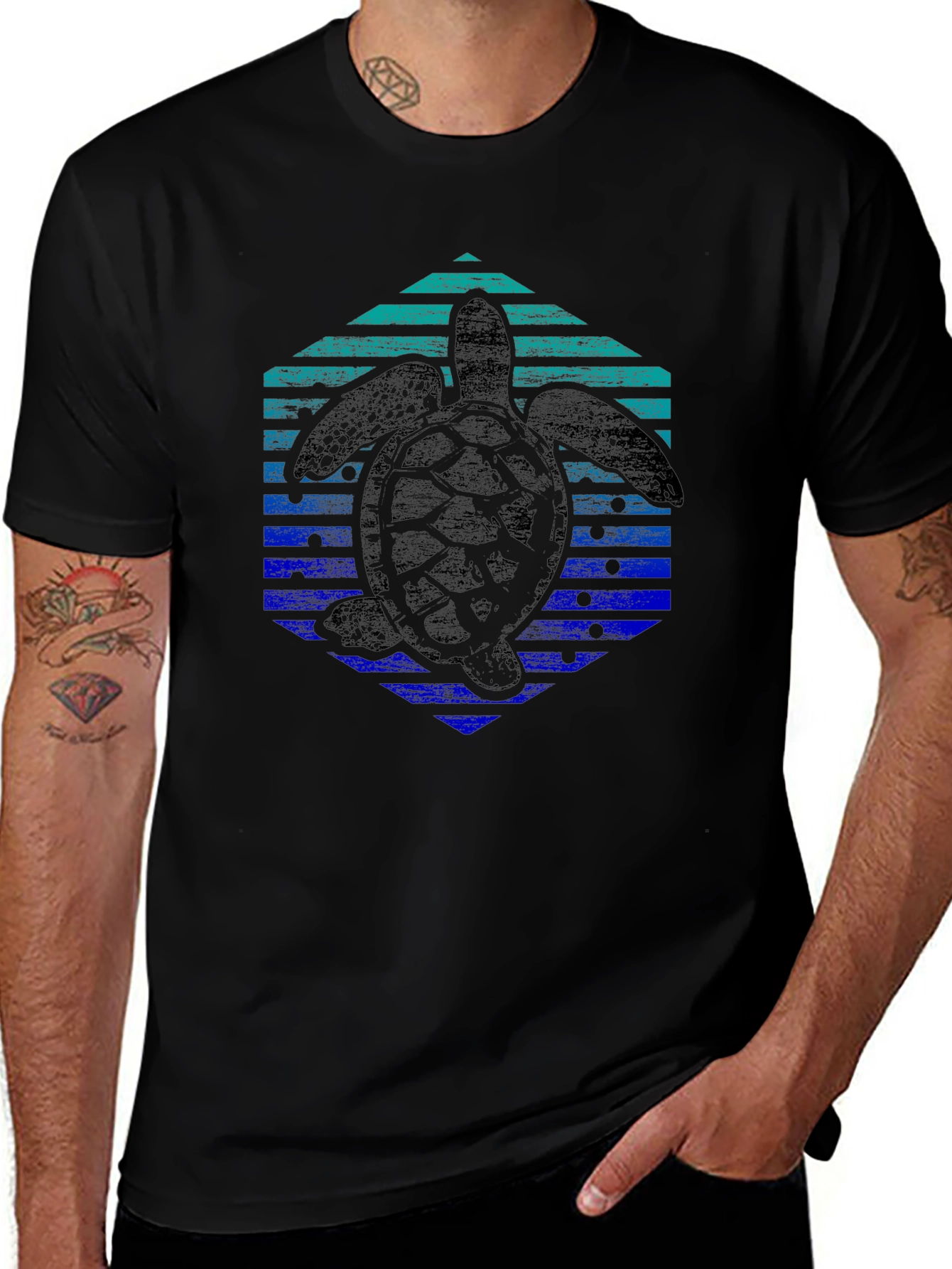 Turtle Hexagon Graphic Tee - Trendy Black Shirt