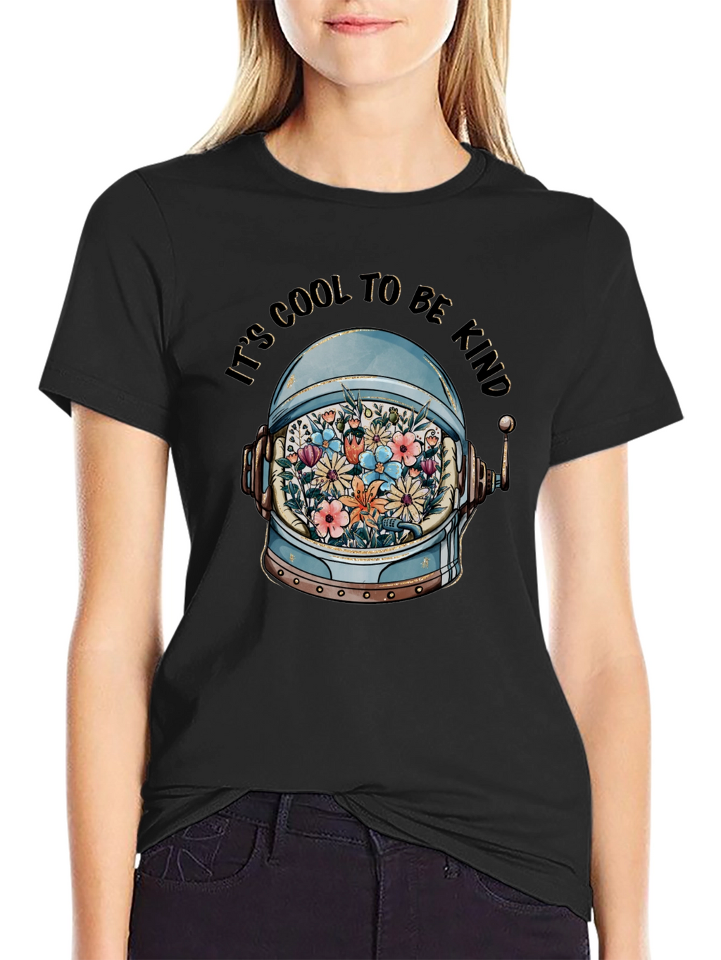 Cool to Be Kind Astronaut Helmet Floral T-Shirt
