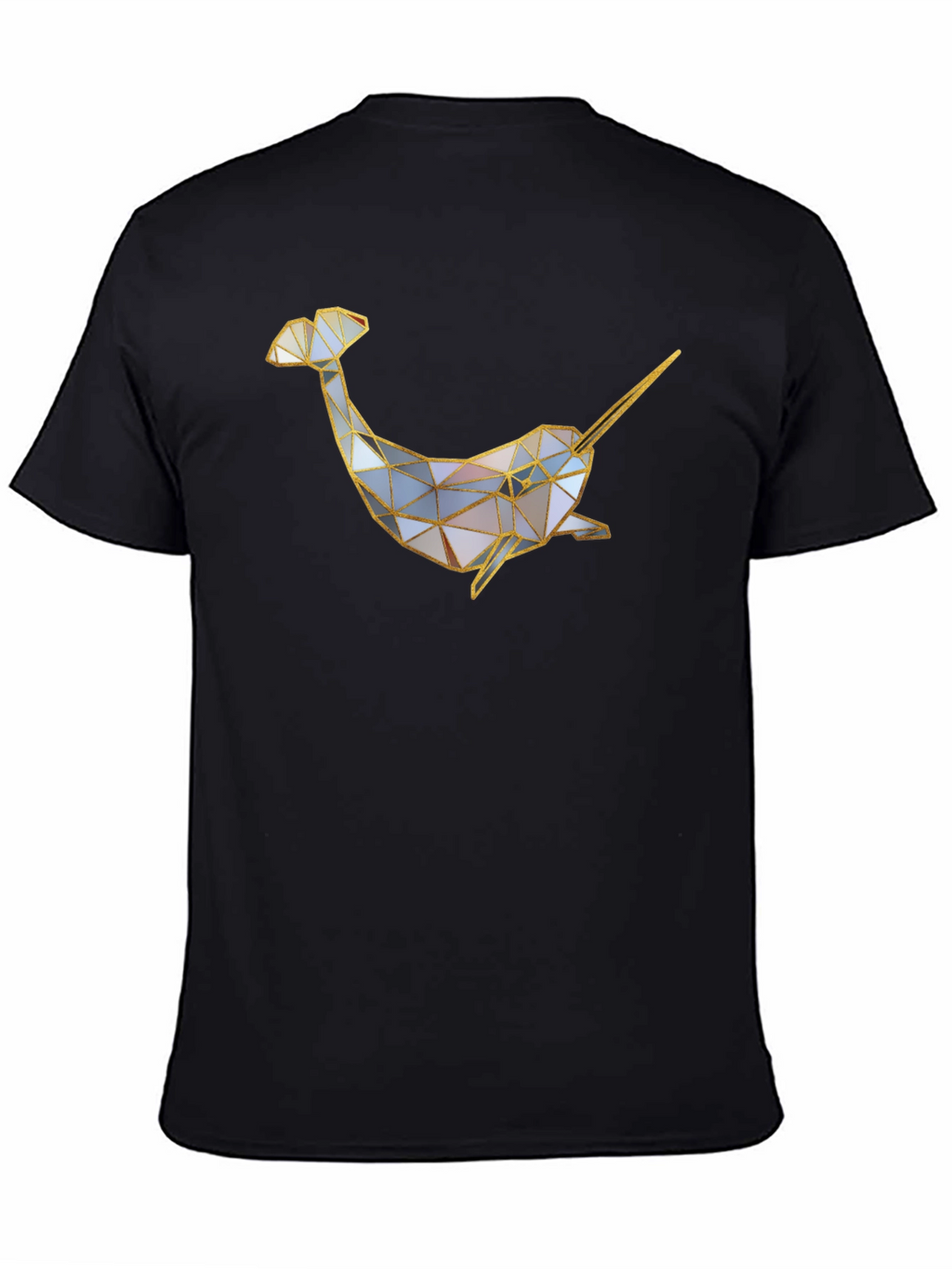 Geometric Narwhal Graphic Tee - Black