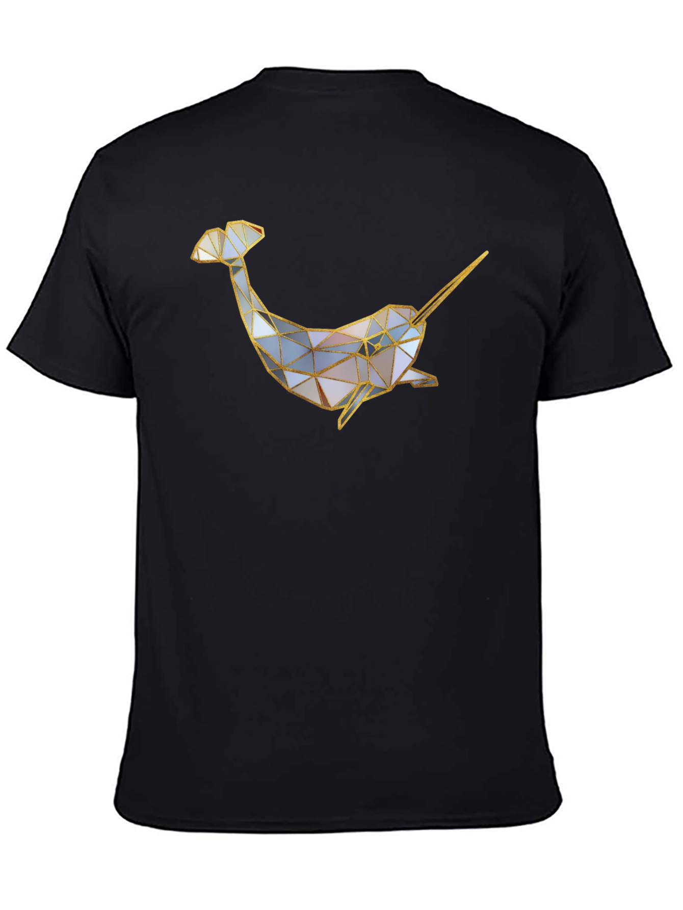 Geometric Narwhal Graphic Tee - Black