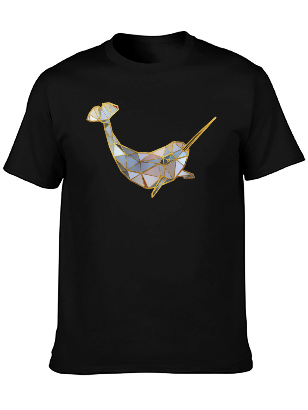 Geometric Narwhal Graphic Tee - Black