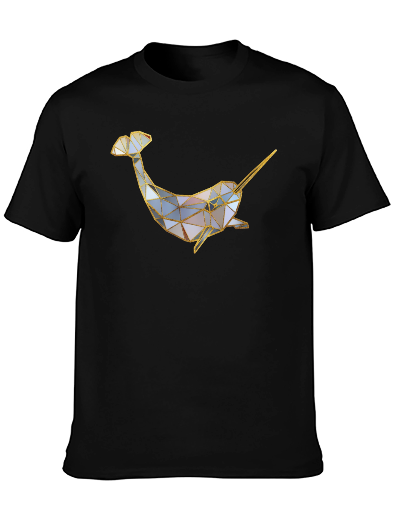 Geometric Narwhal Graphic Tee - Black