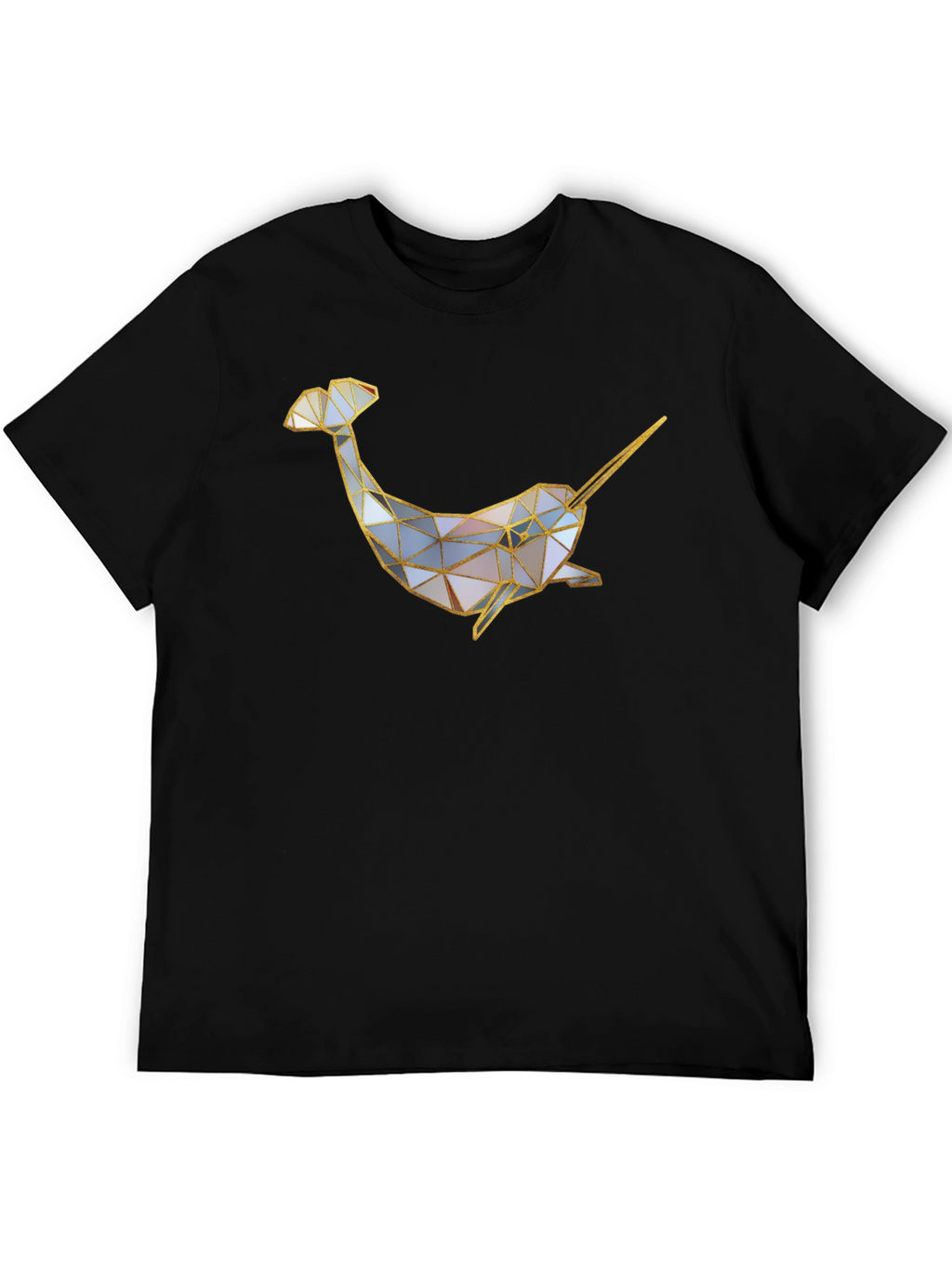 Geometric Narwhal Graphic Tee - Black