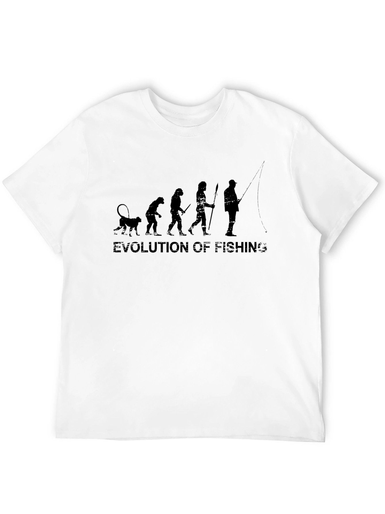 Evolution of Fishing Black Graphic T-Shirt