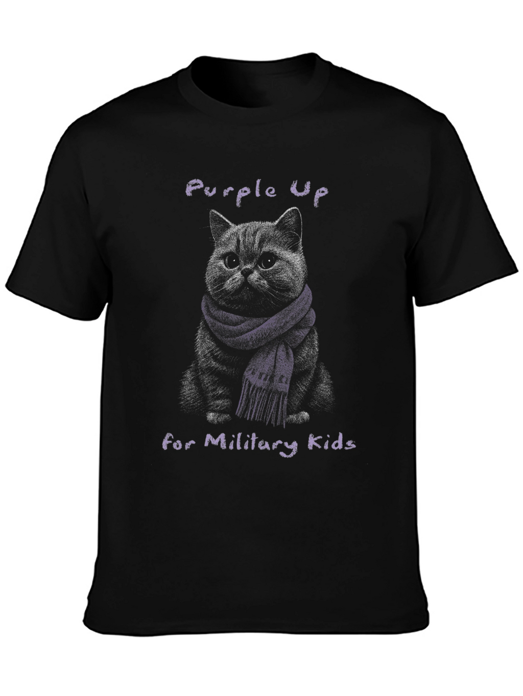 Purple Up Cat Military Kids T-Shirt
