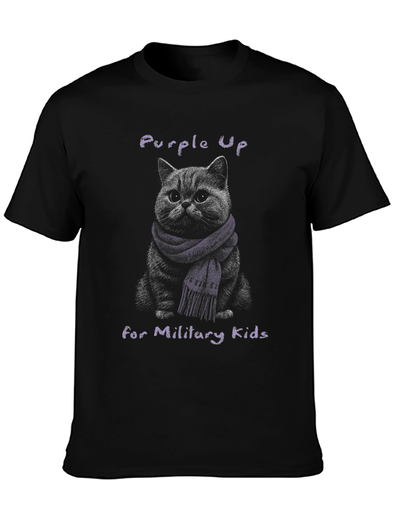 Purple Up Cat Military Kids T-Shirt