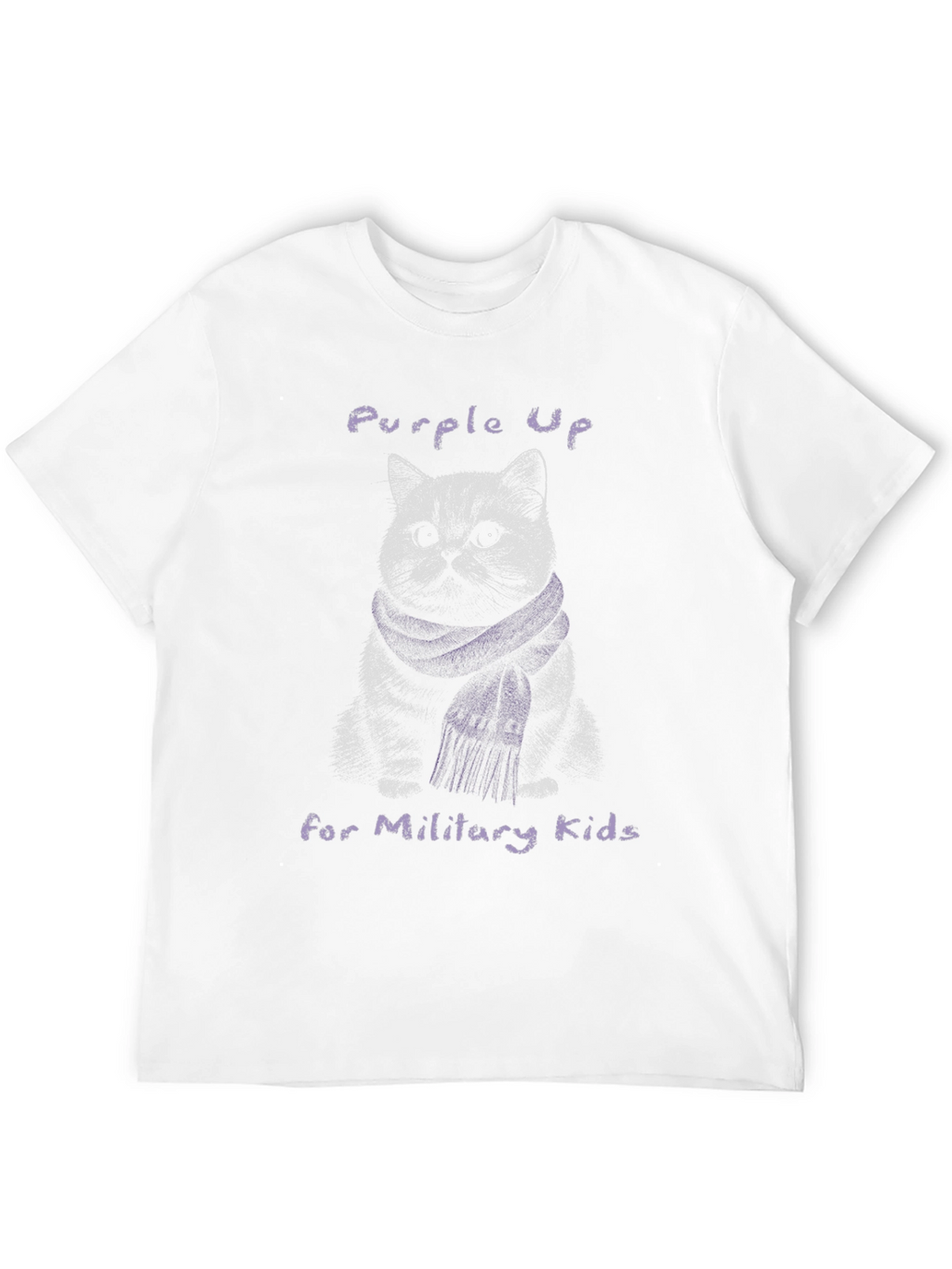Purple Up Cat Military Kids T-Shirt