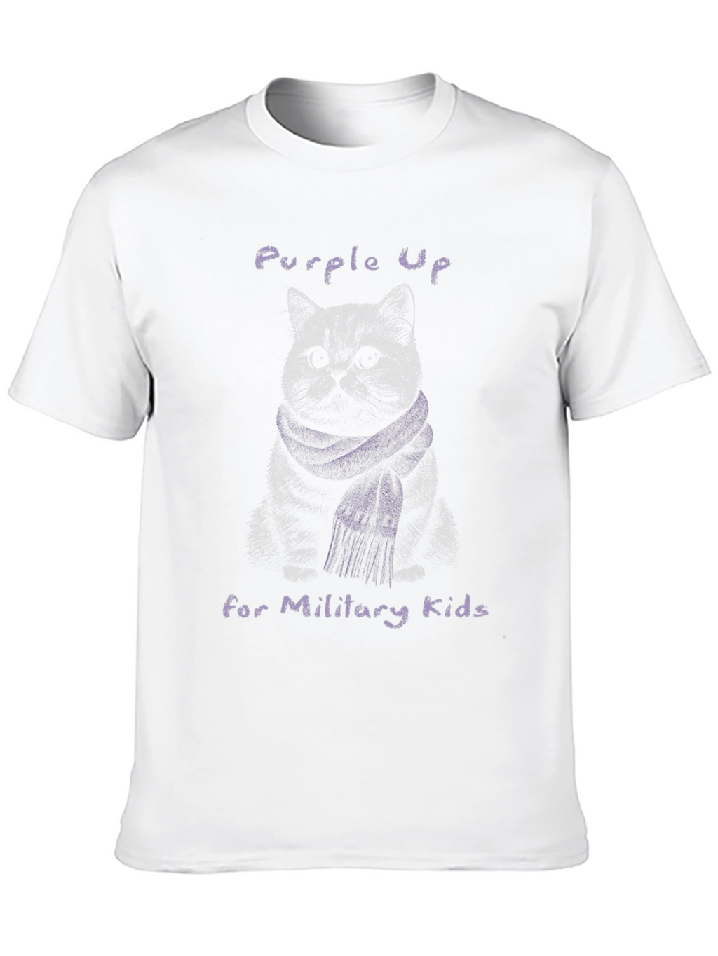 Purple Up Cat Military Kids T-Shirt
