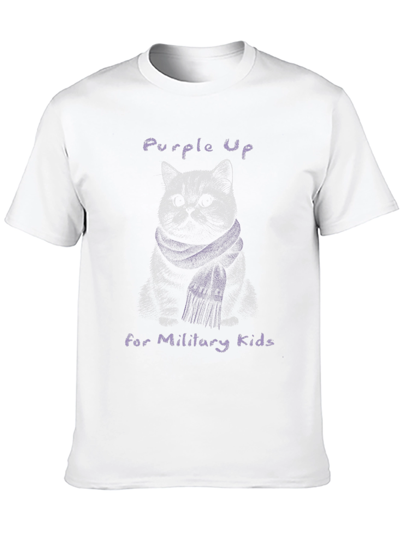 Purple Up Cat Military Kids T-Shirt