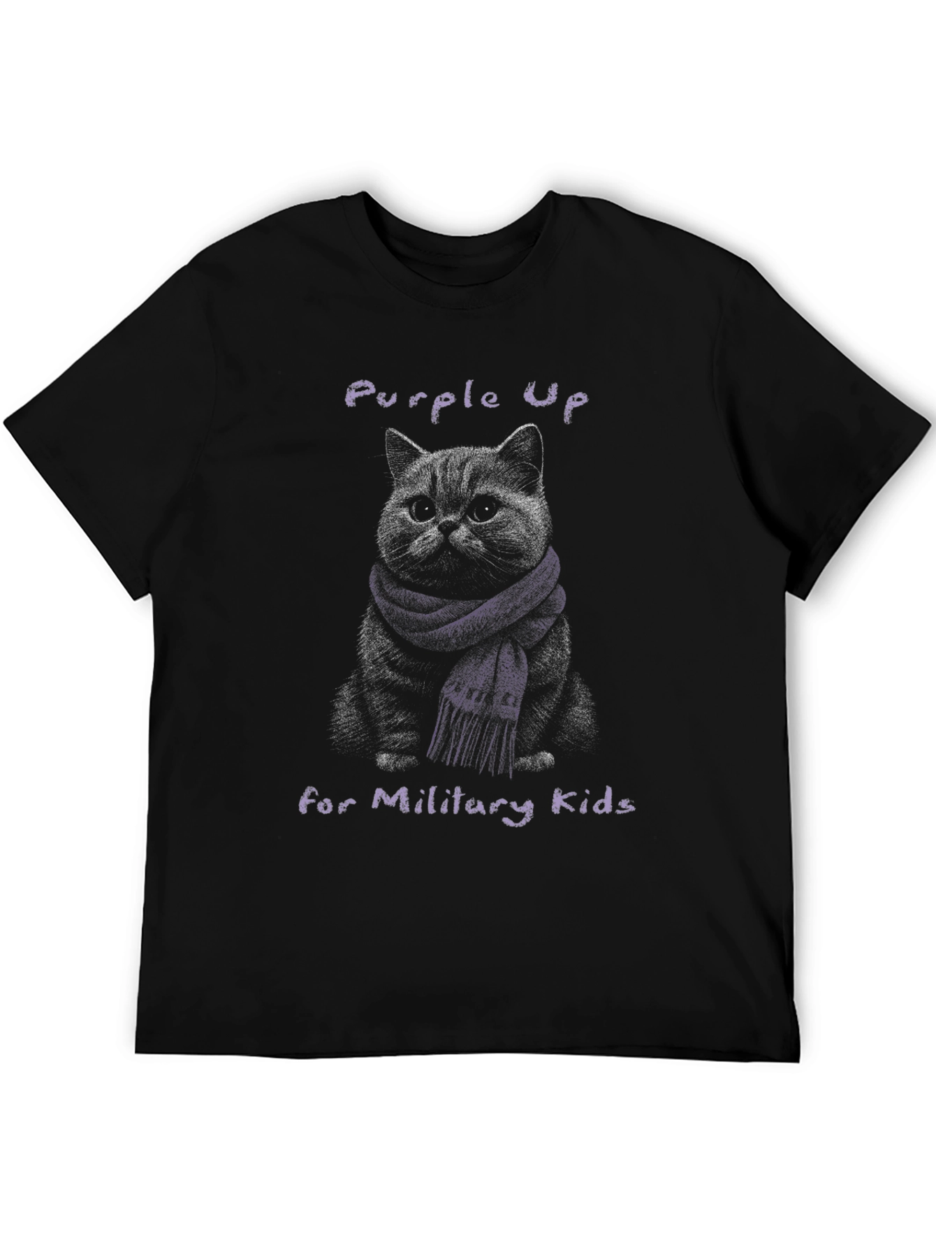 Purple Up Cat Military Kids T-Shirt