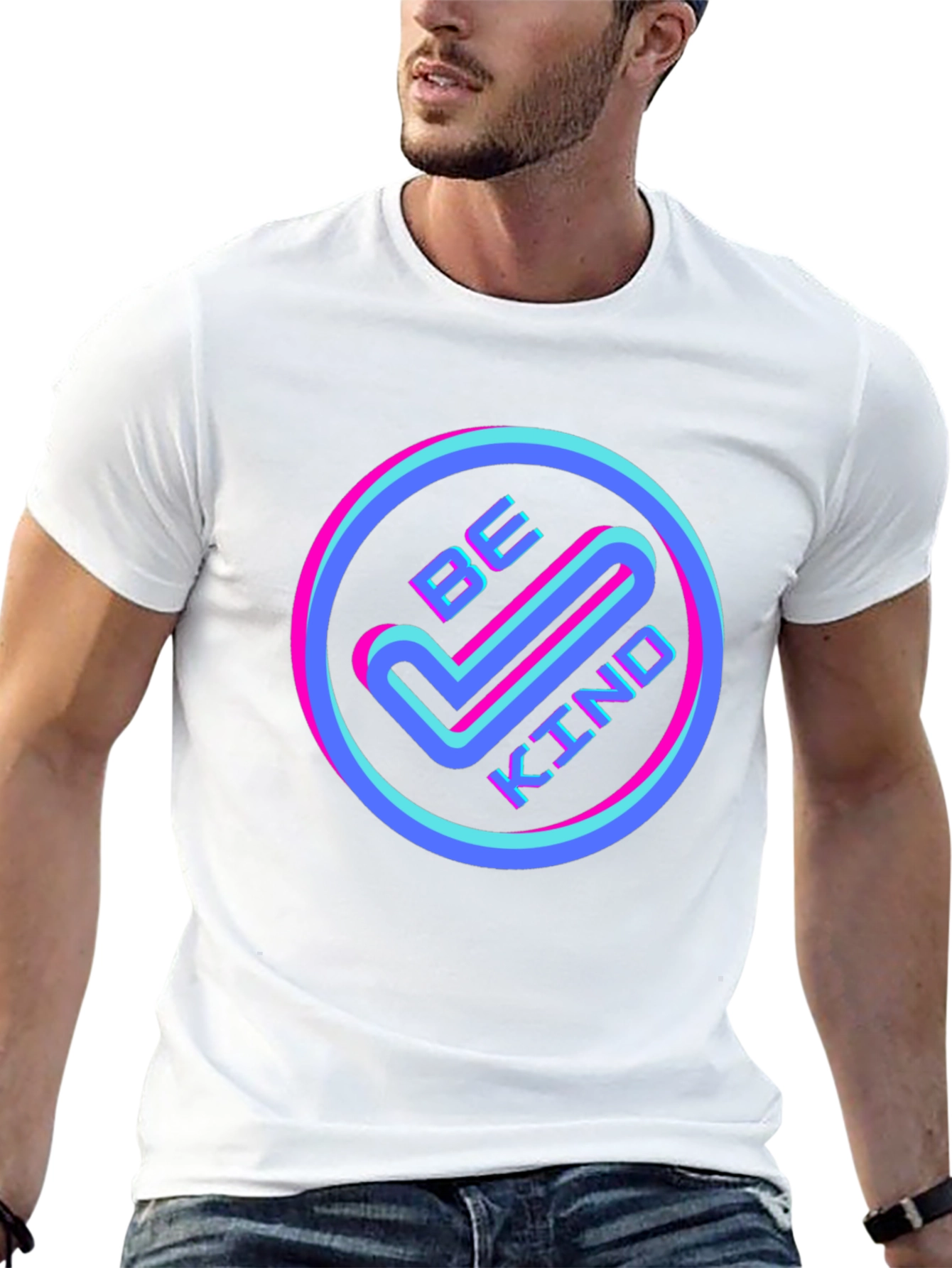 Be Kind Graphic Tee - Retro Neon Design