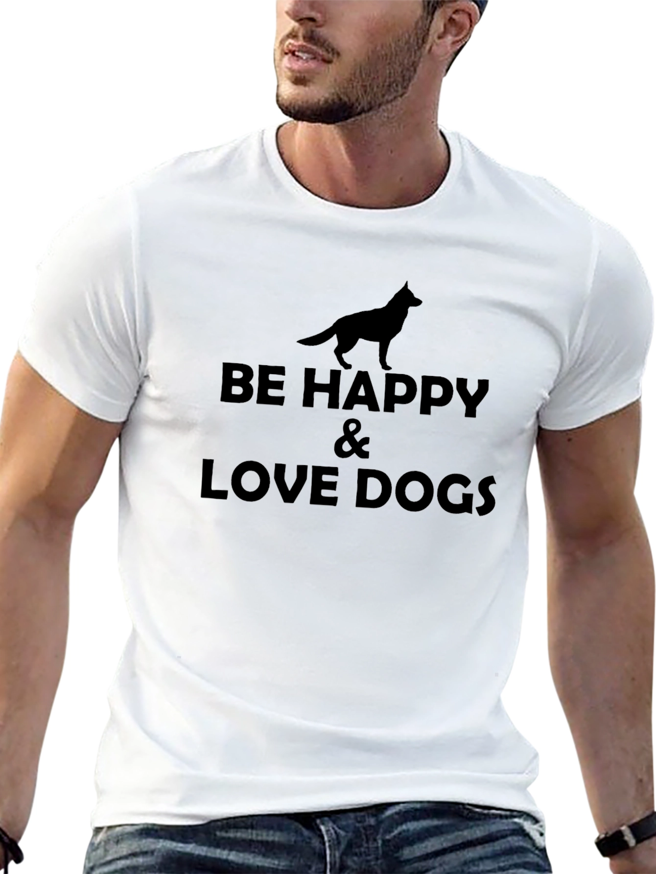 Be Happy & Love Dogs Graphic T-Shirt