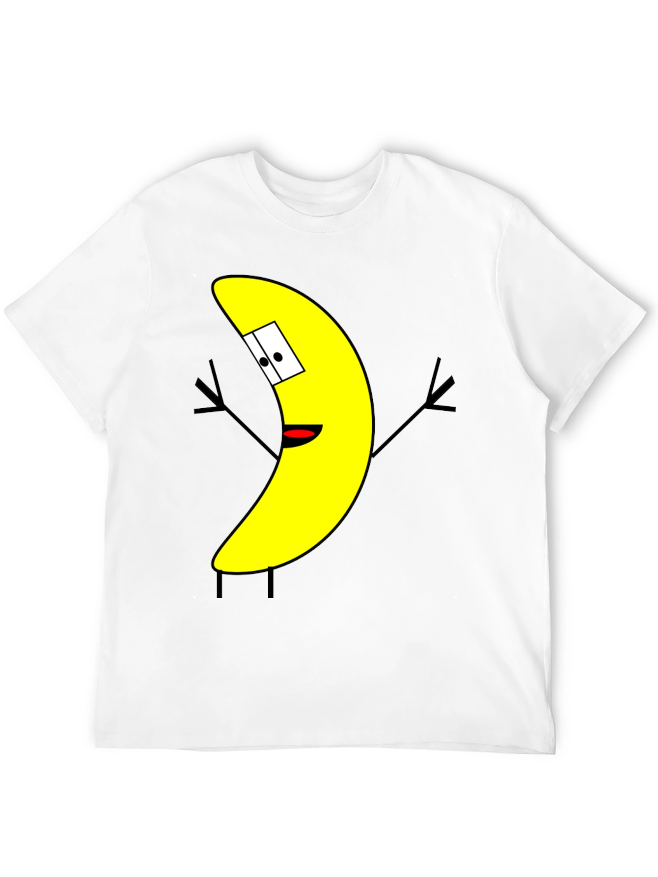 Banana Cartoon Character Black T-Shirt