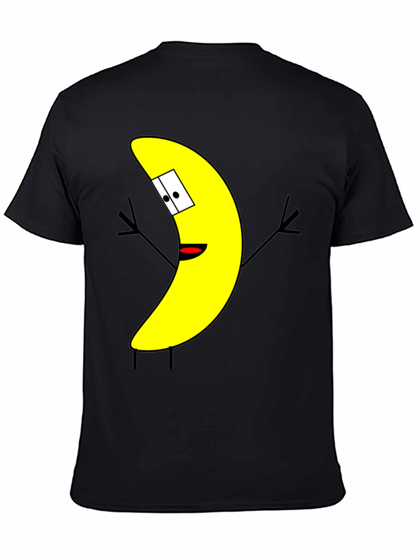 Banana Cartoon Character Black T-Shirt
