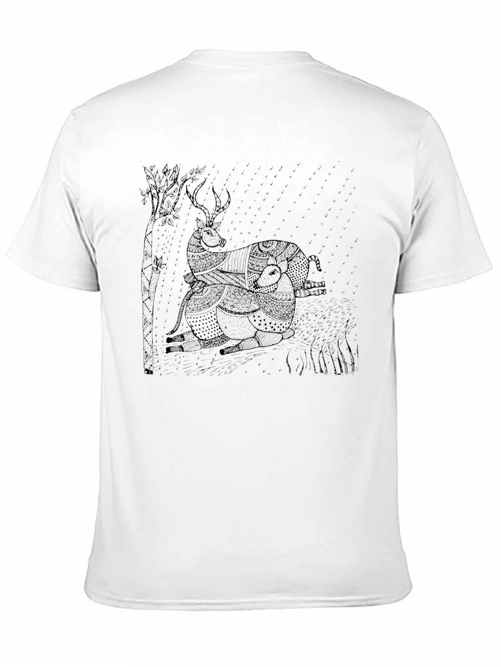 Black Graphic Deer Print Tee
