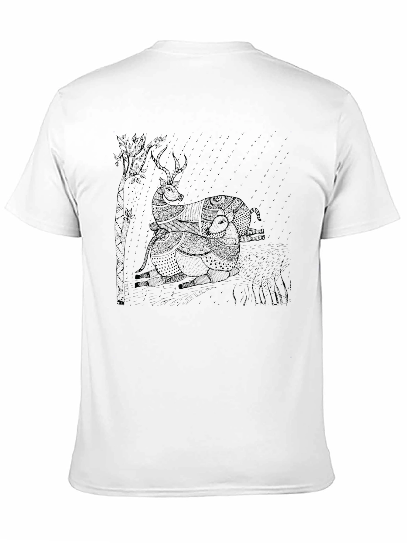 Black Graphic Deer Print Tee