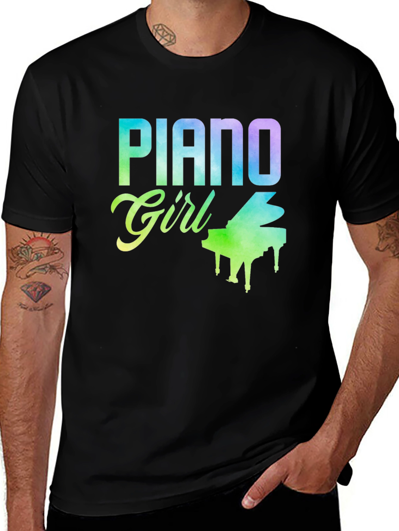 Piano Girl T-Shirt - Musical Colorful Tee