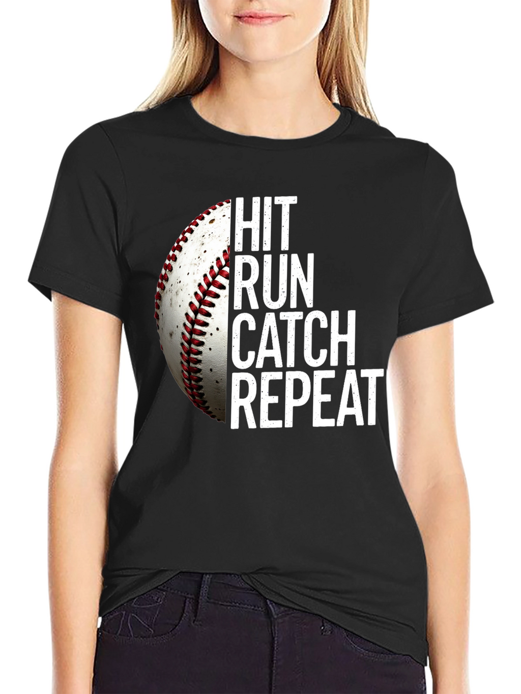 Hit Run Catch Repeat Baseball Graphic Tee
