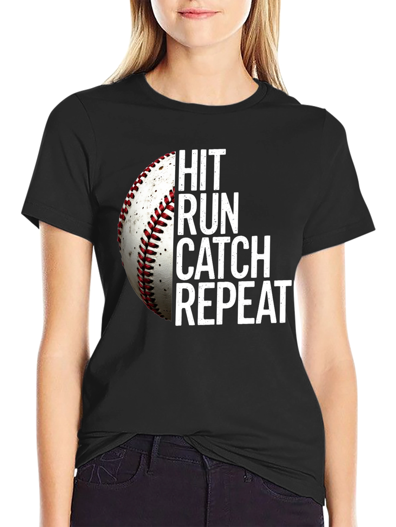 Hit Run Catch Repeat Baseball Graphic Tee