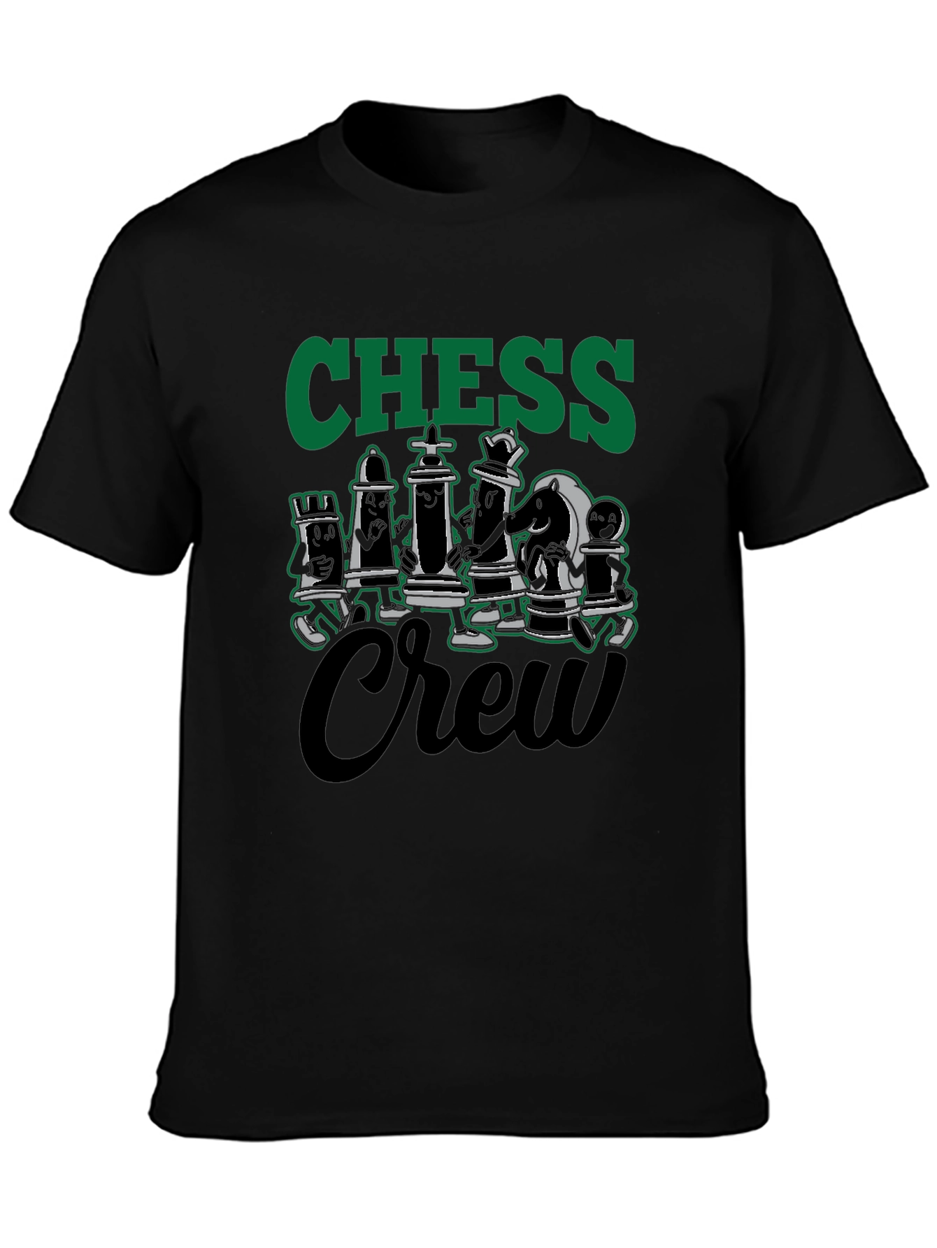 Chess Crew Black Graphic Tee - Unique Chess Piece Design