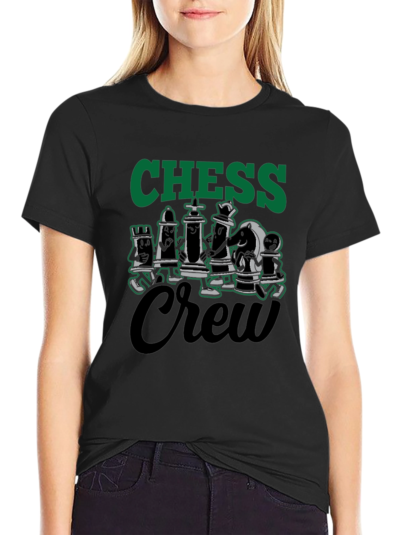 Chess Crew Black Graphic Tee - Unique Chess Piece Design