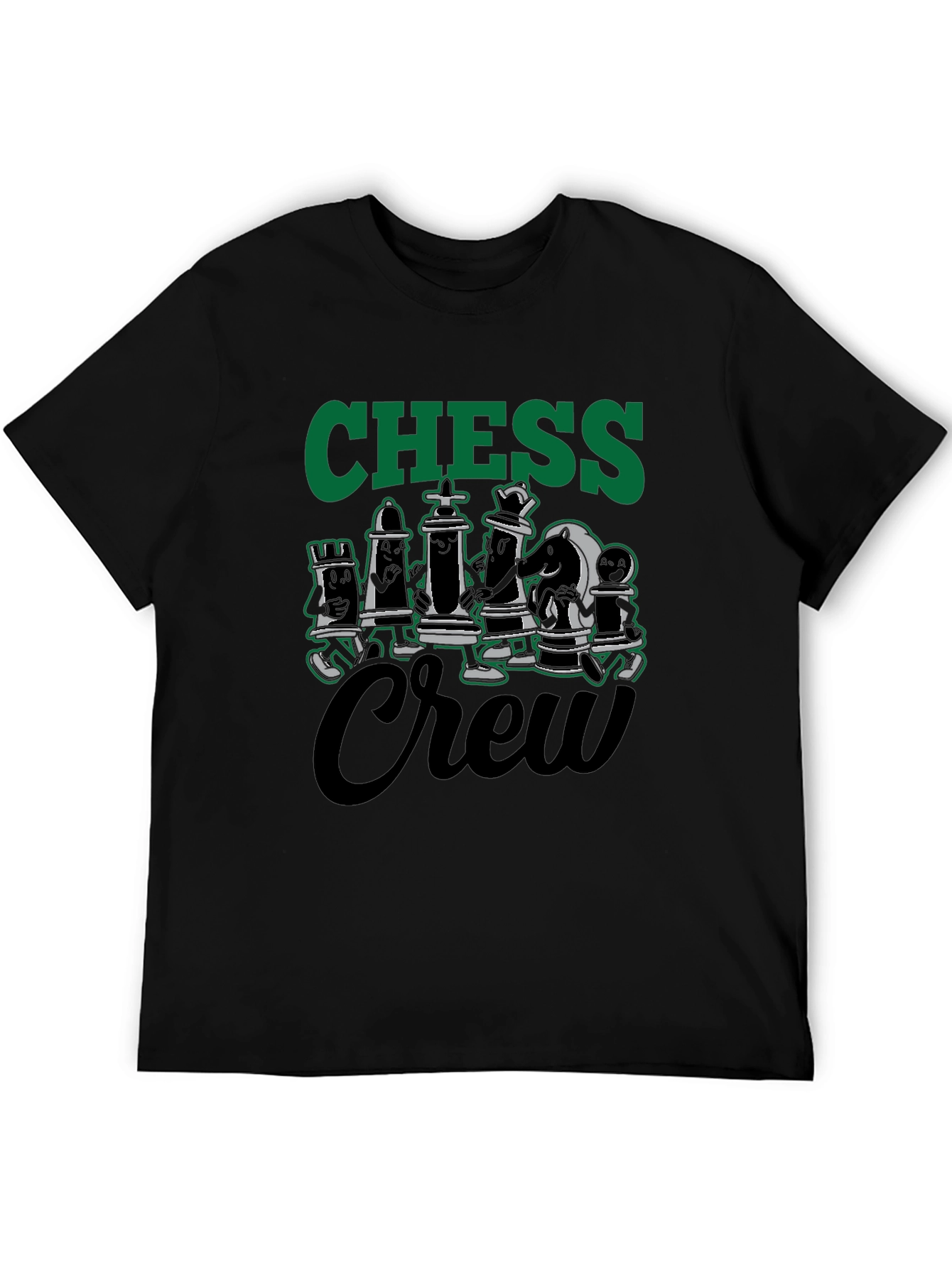Chess Crew Black Graphic Tee - Unique Chess Piece Design