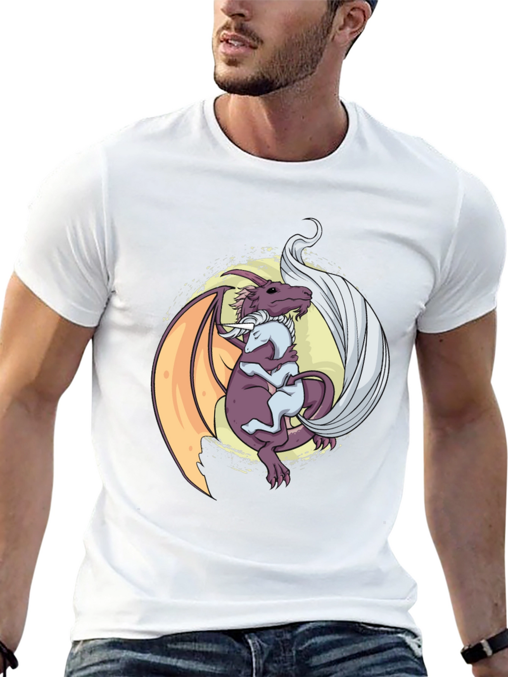 Dragon Hug T-Shirt - Fantasy Graphic Tee