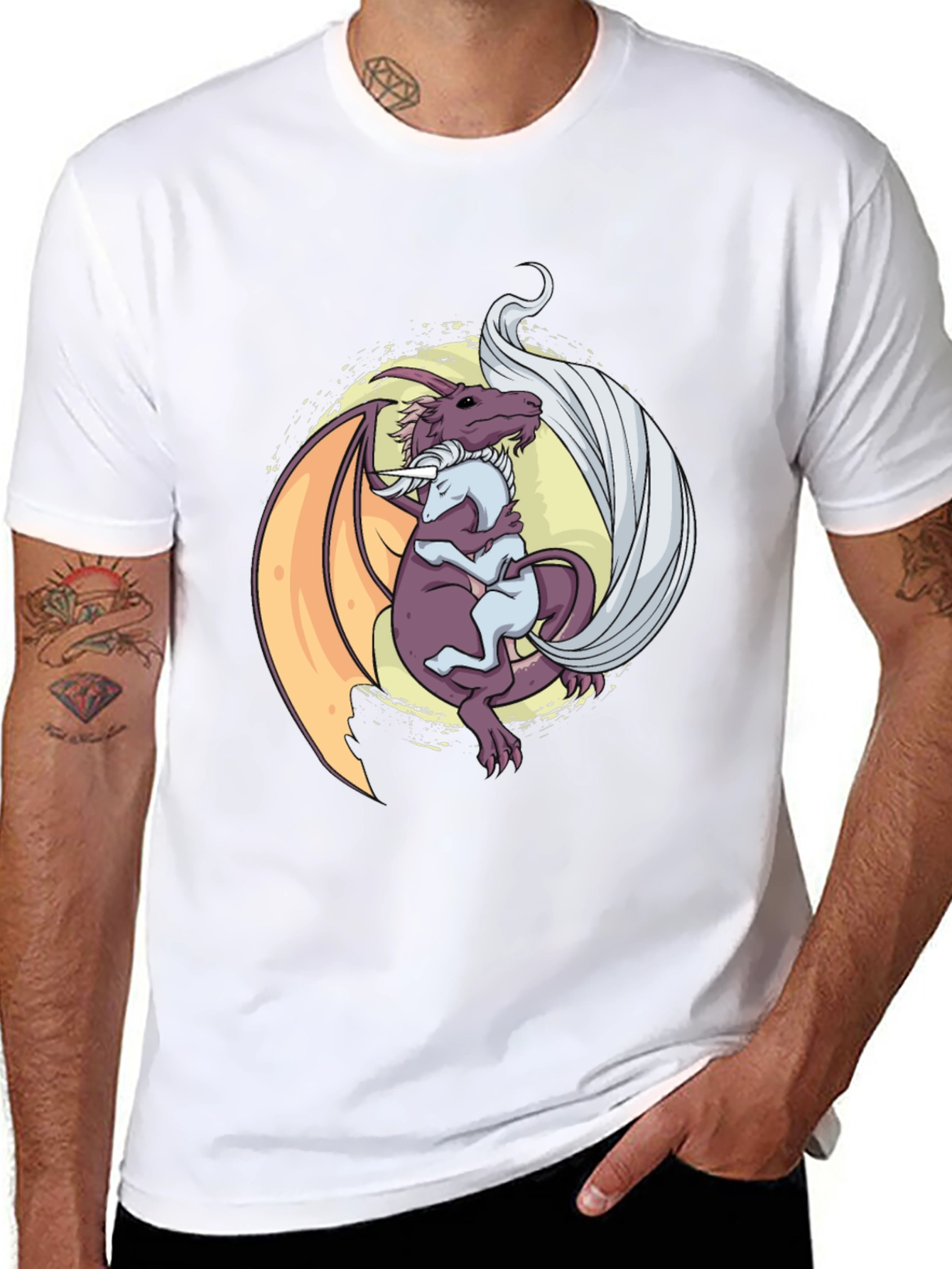 Dragon Hug T-Shirt - Fantasy Graphic Tee