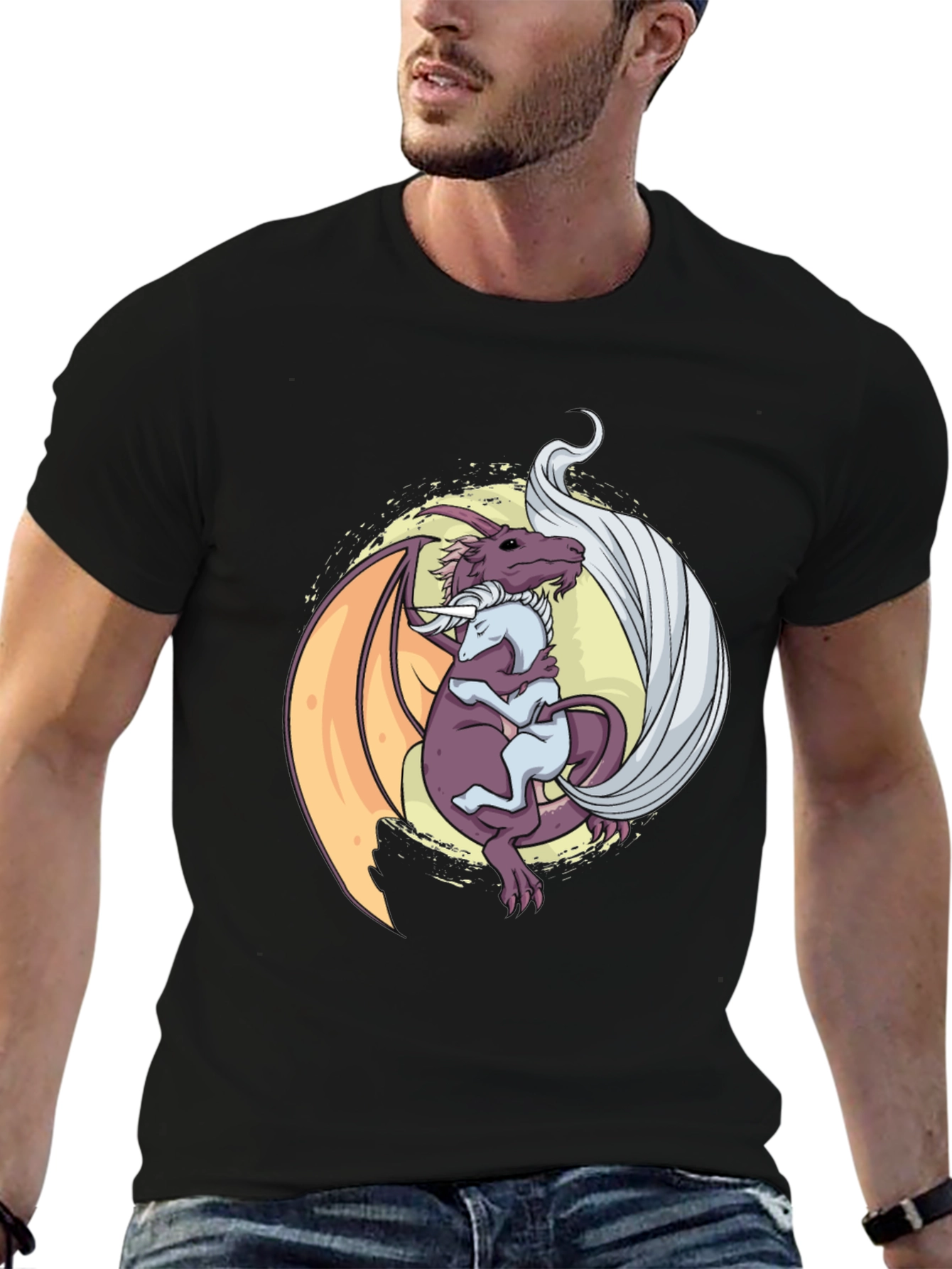 Dragon Hug T-Shirt - Fantasy Graphic Tee