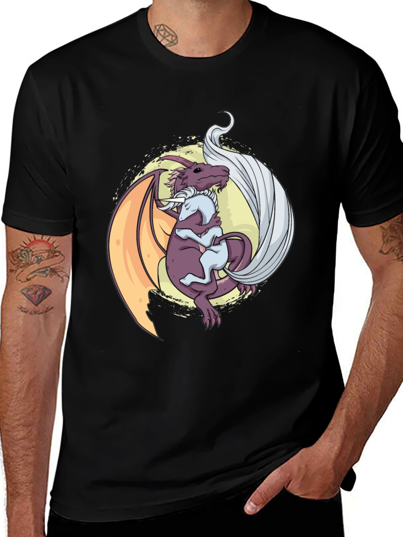 Dragon Hug T-Shirt - Fantasy Graphic Tee