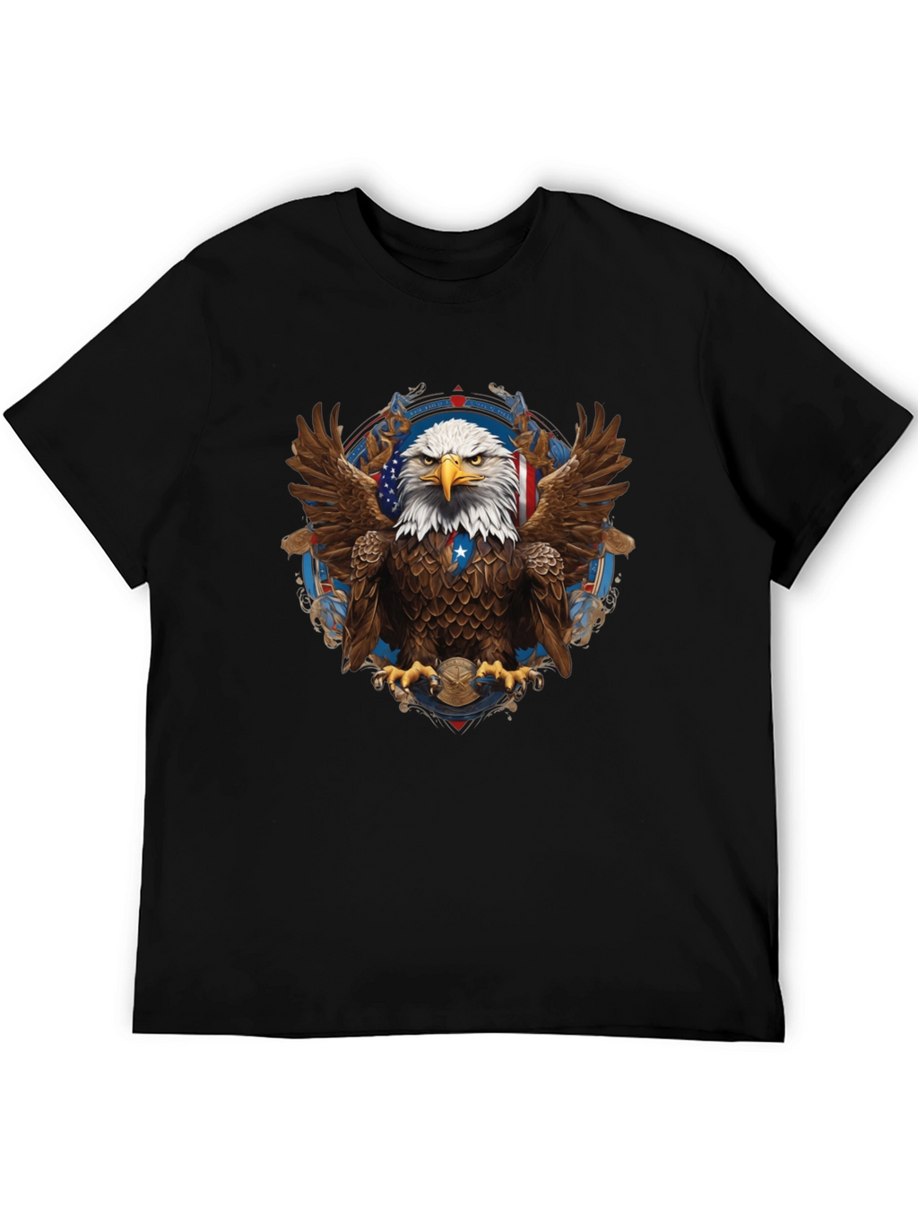Patriotic Eagle Graphic Print Black T-Shirt