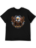 Patriotic Eagle Graphic Print Black T-Shirt