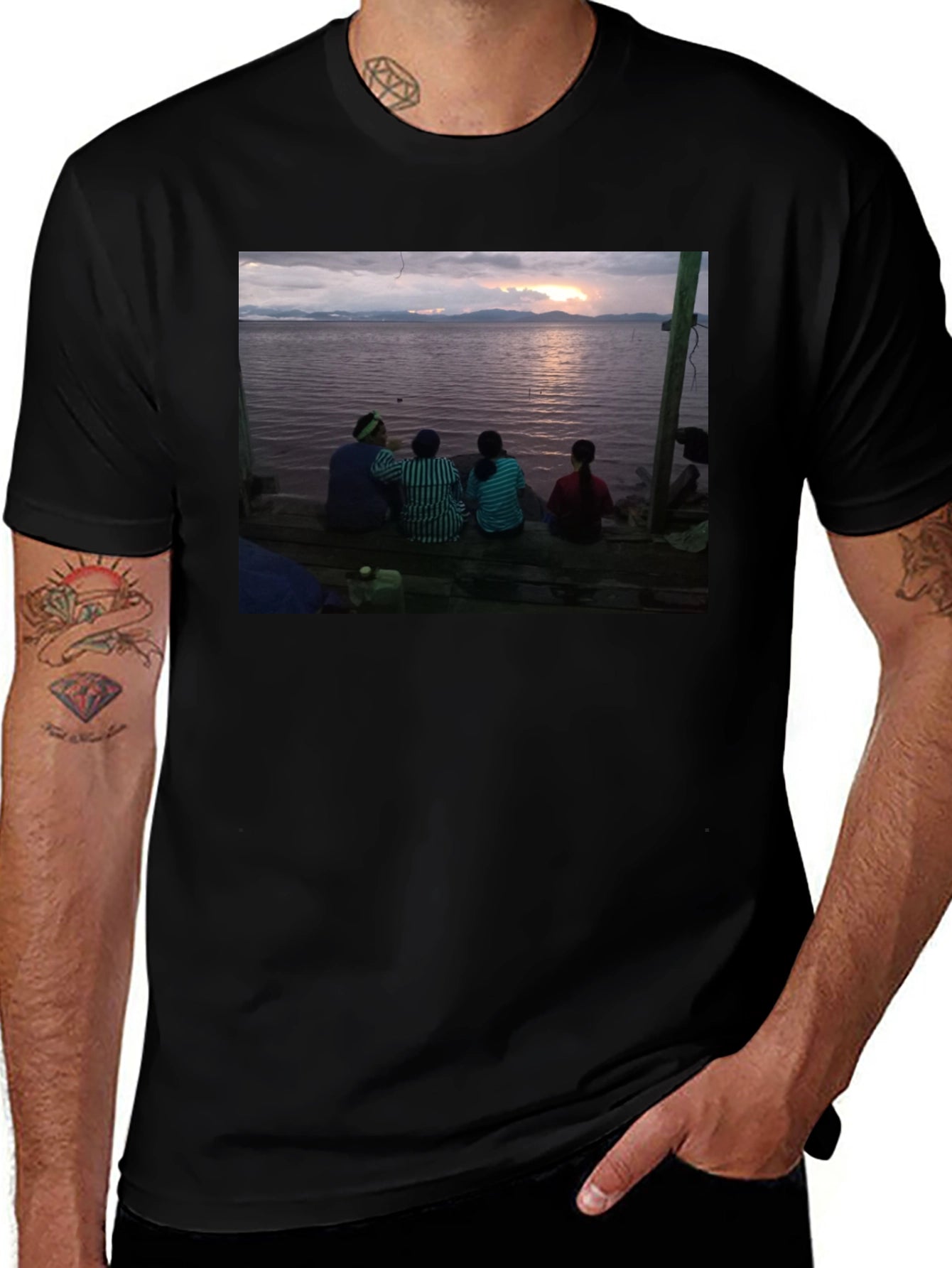 Sunset Scene Tee - Lakeside Serenity
