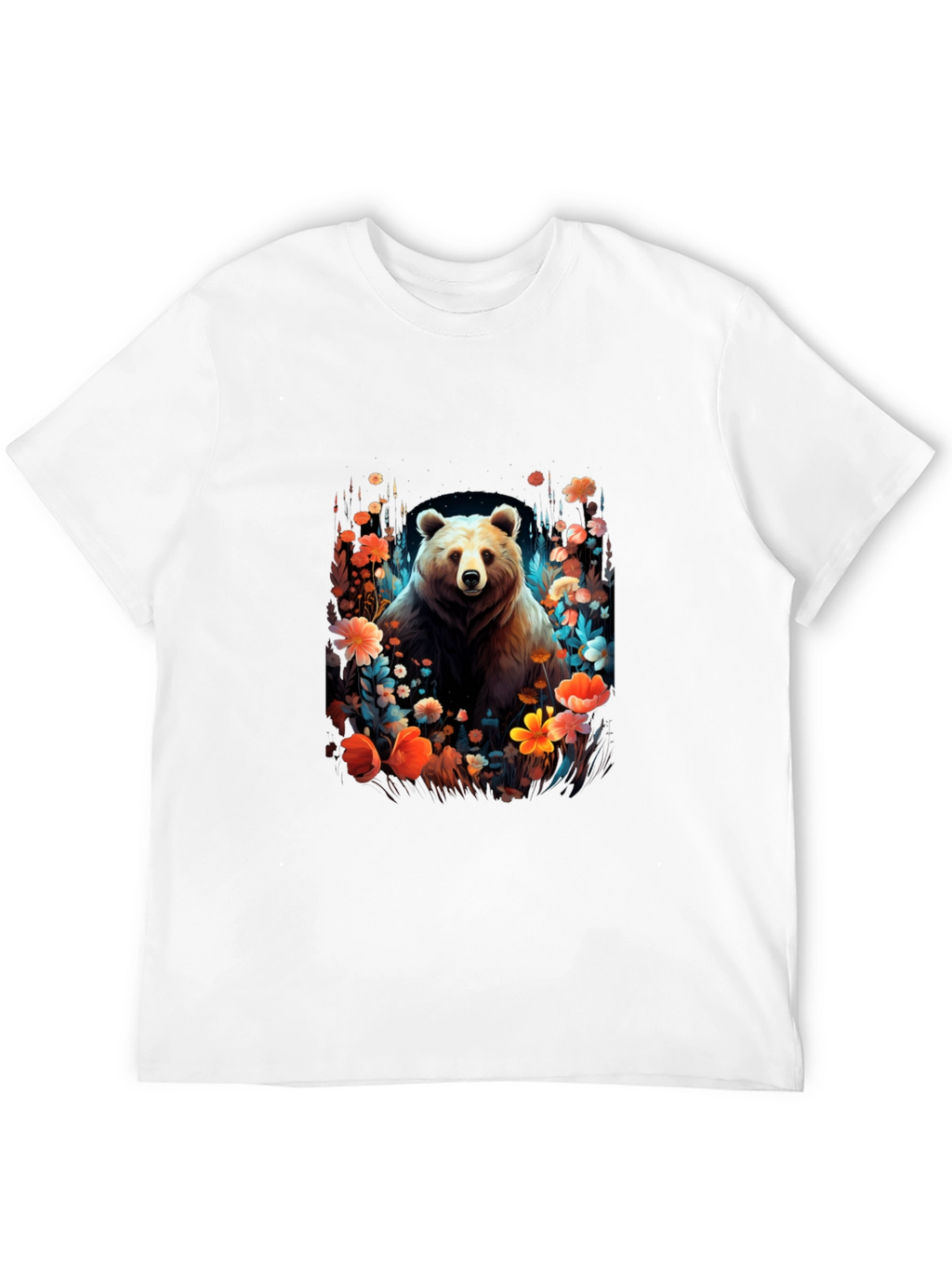 Bear in Bloom Black T-Shirt
