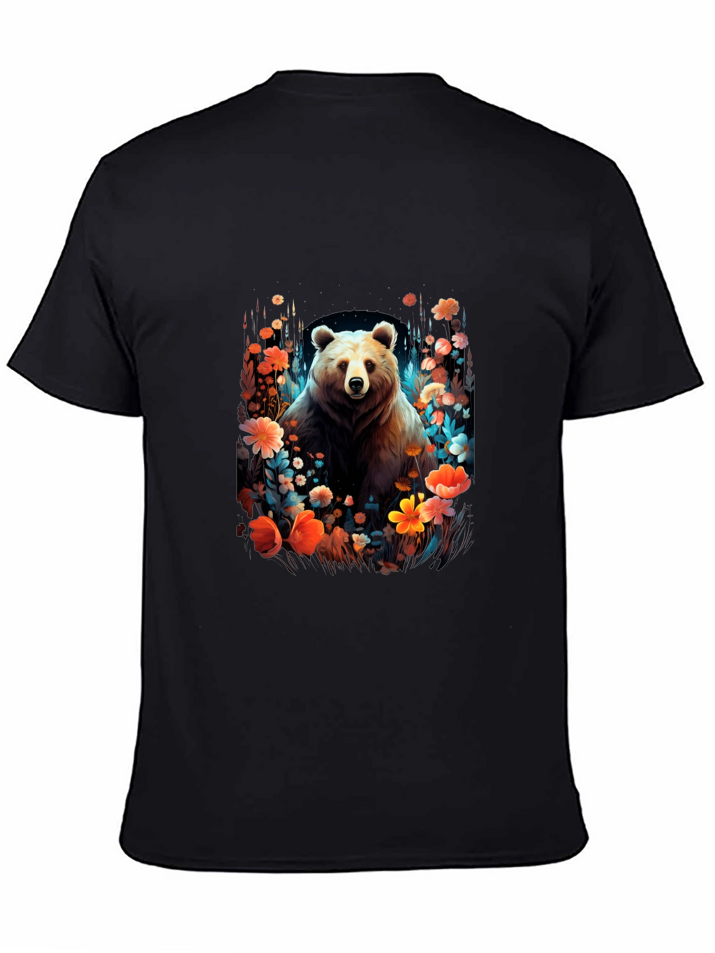 Bear in Bloom Black T-Shirt
