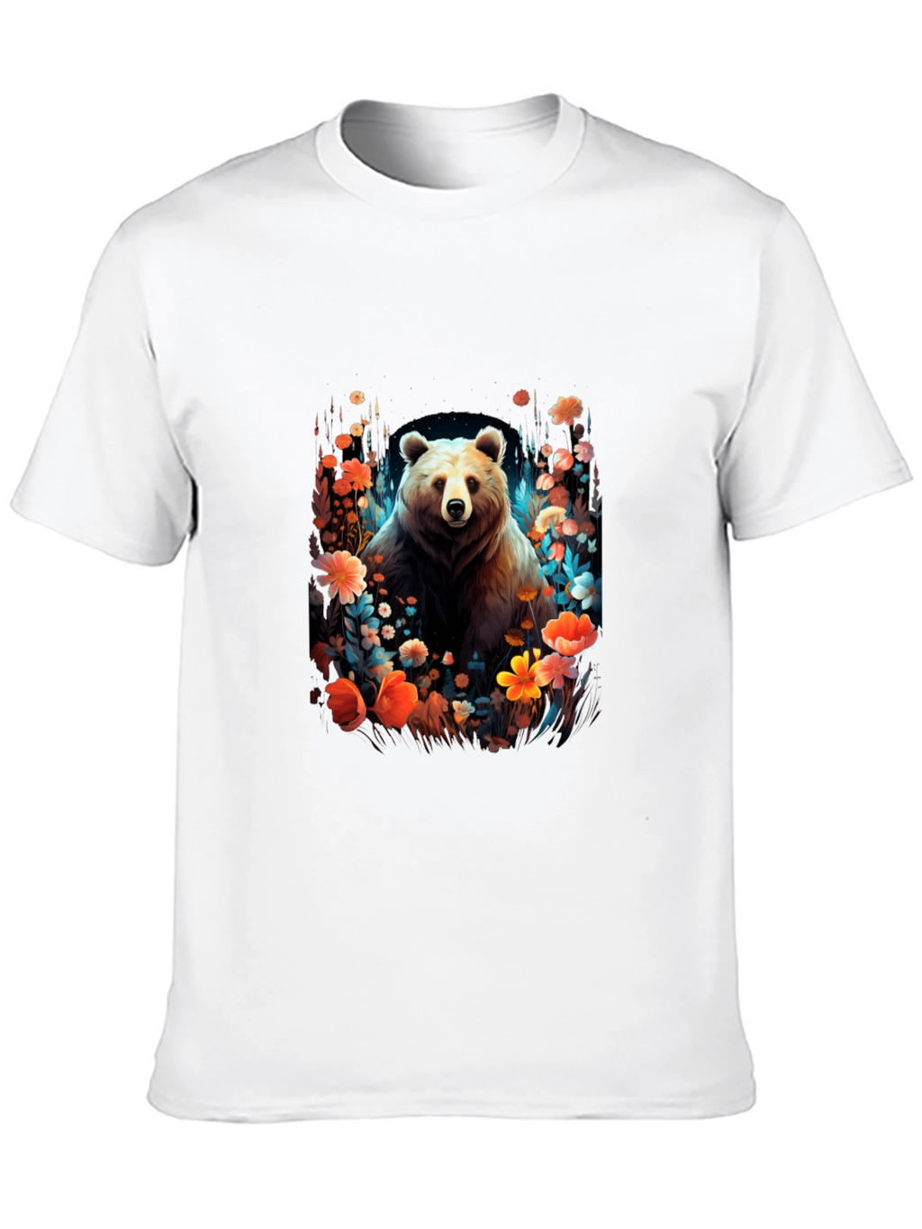 Bear in Bloom Black T-Shirt