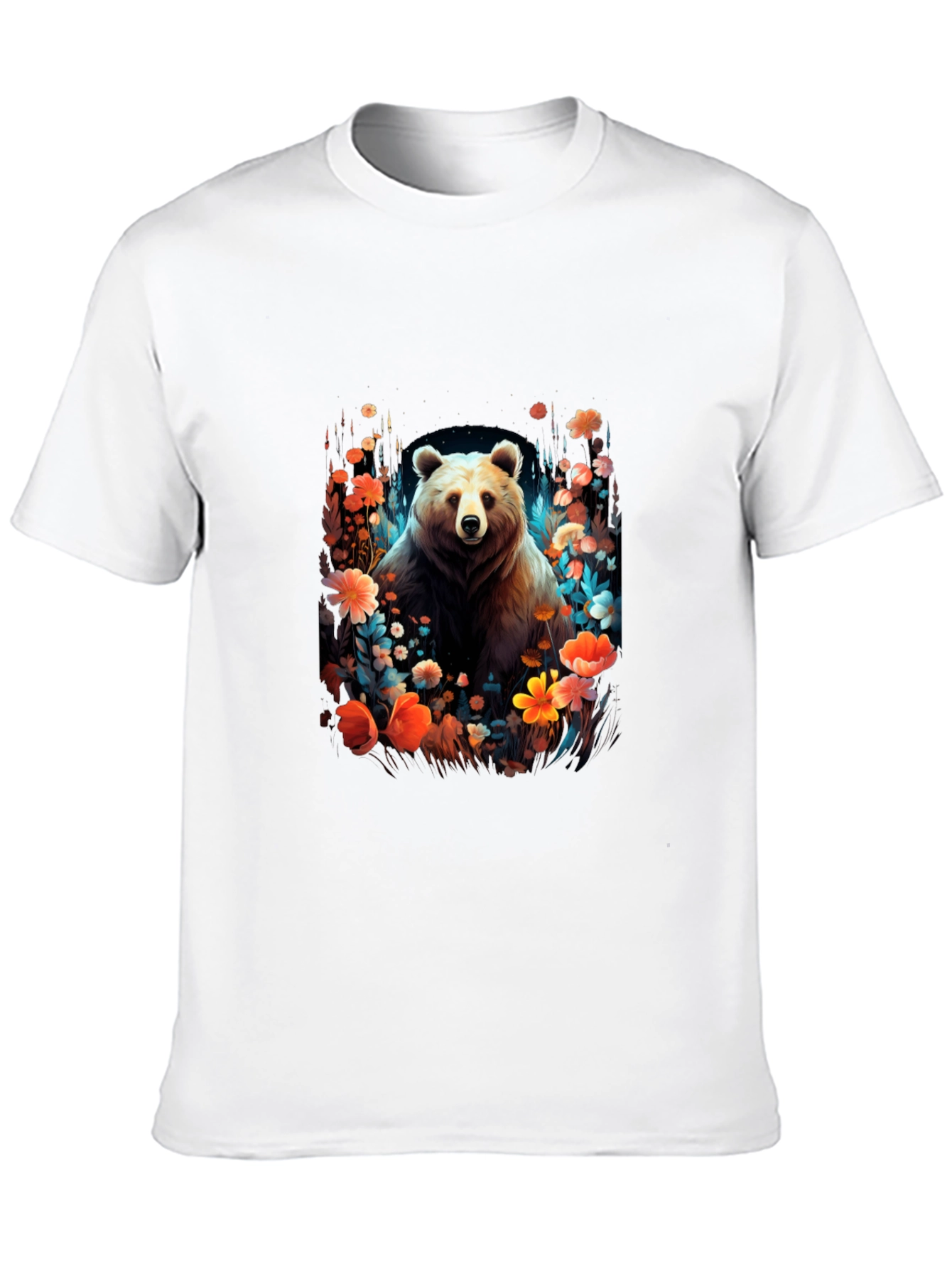 Bear in Bloom Black T-Shirt