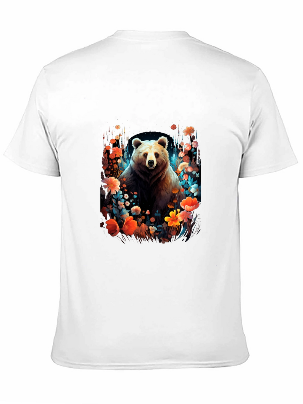 Bear in Bloom Black T-Shirt