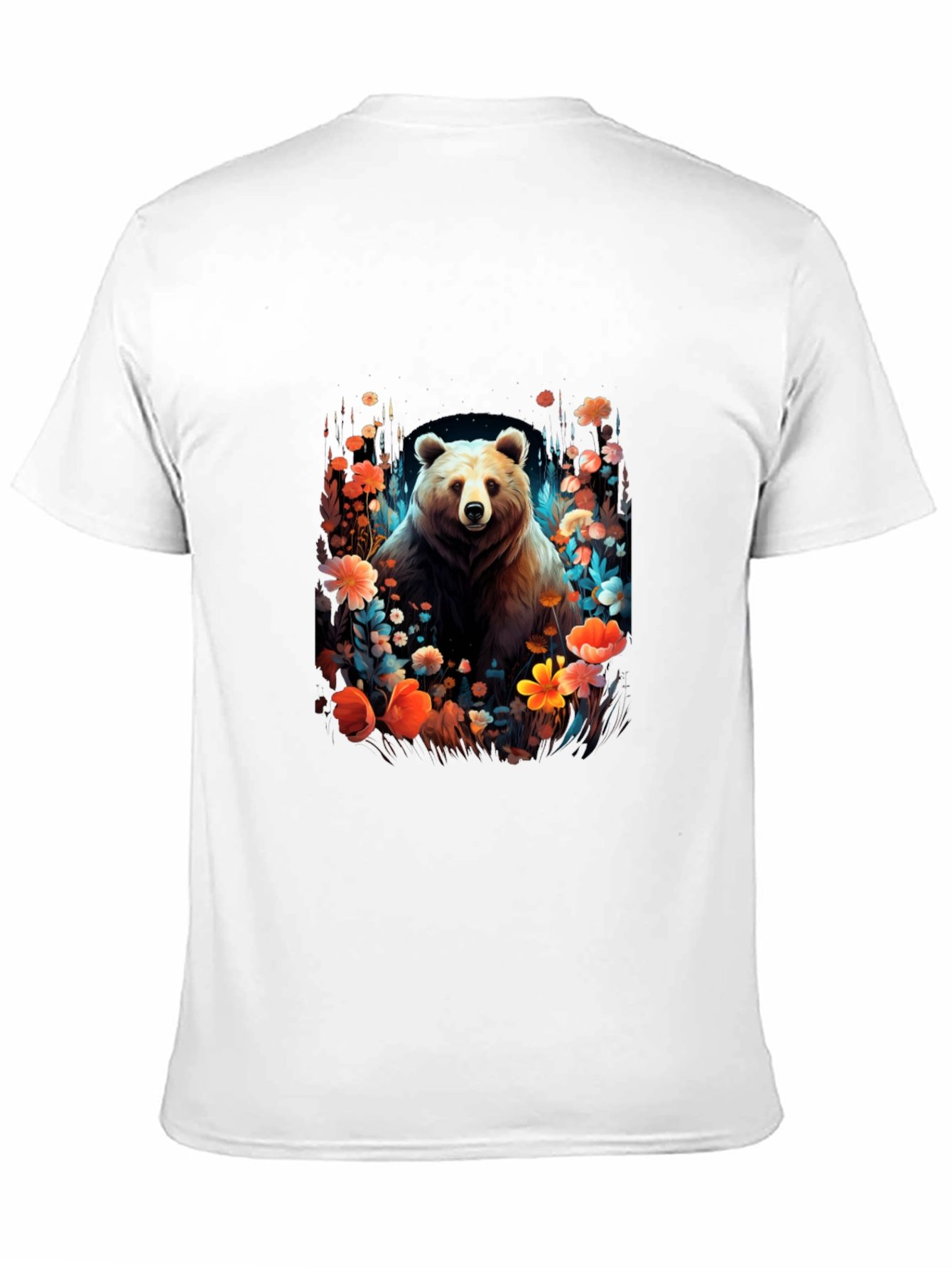 Bear in Bloom Black T-Shirt