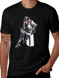 Sleek Graphic Tee - Woman in Shiny Suit
