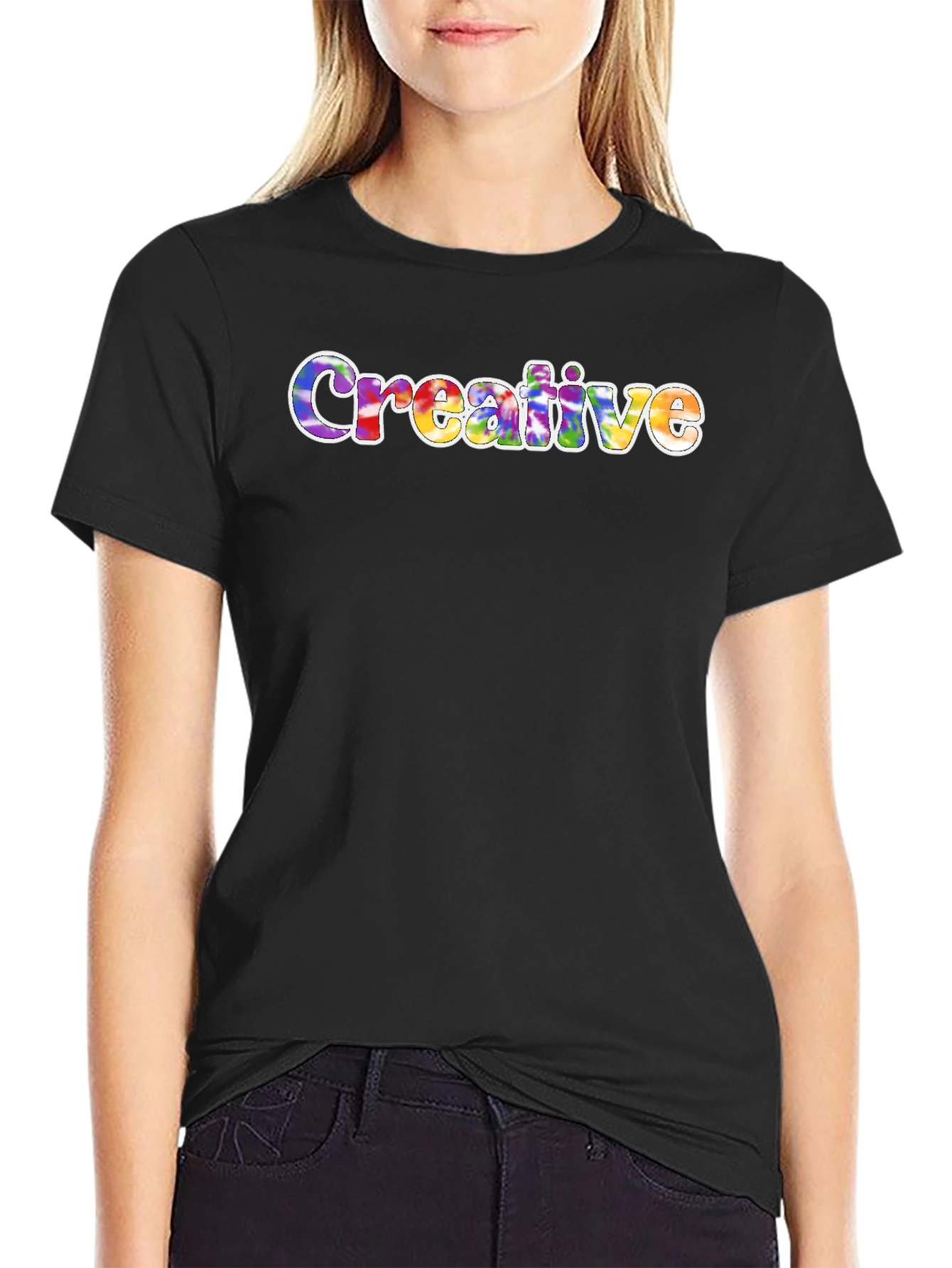 Creative Tie-Dye Word Art T-Shirt