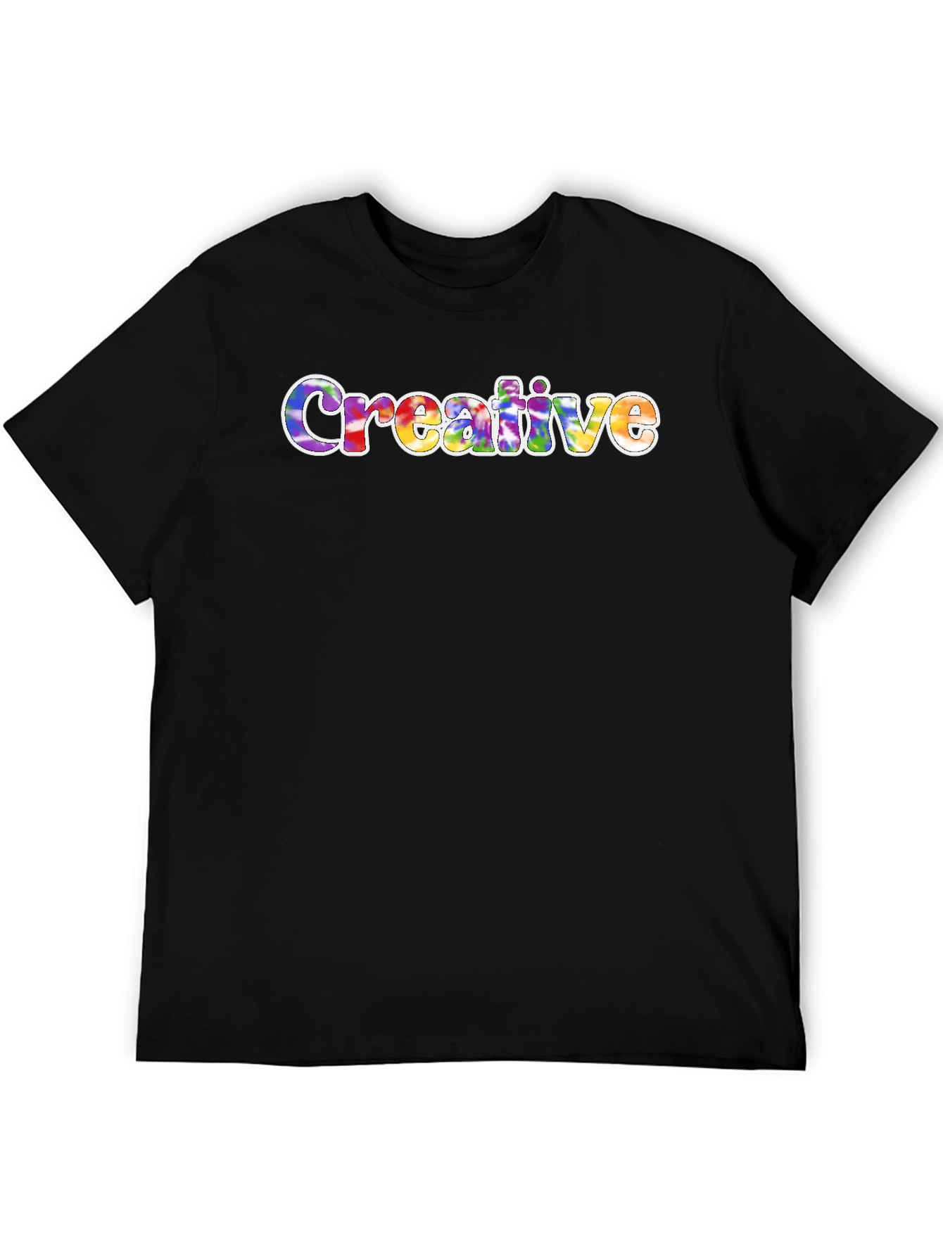 Creative Tie-Dye Word Art T-Shirt