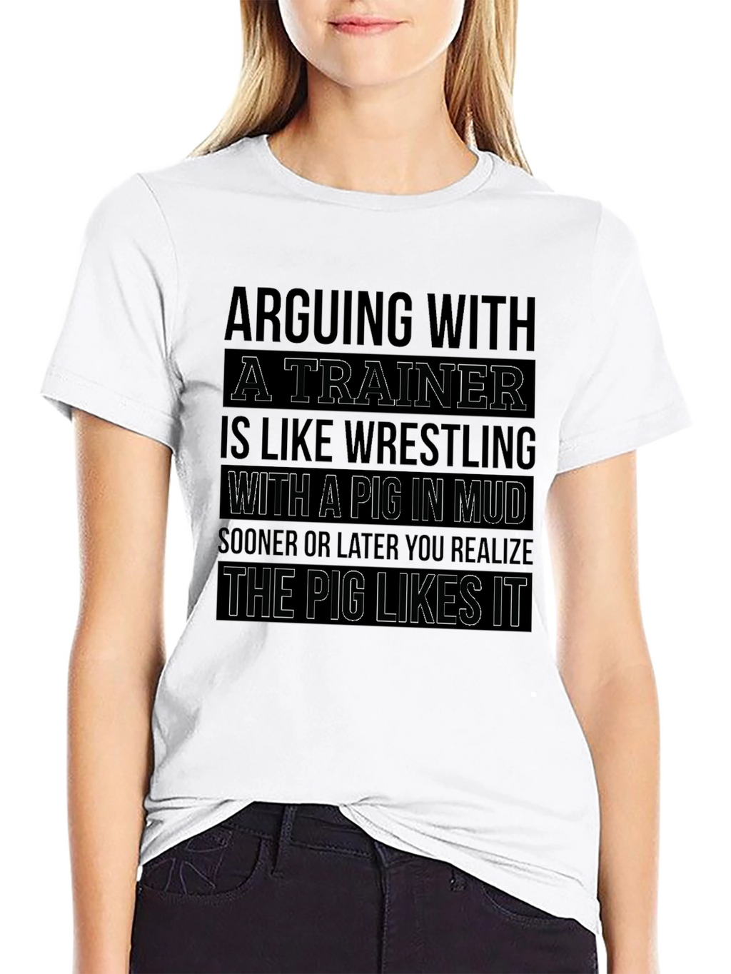 Trainer Wrestling Pig Mud Funny Graphic T-Shirt