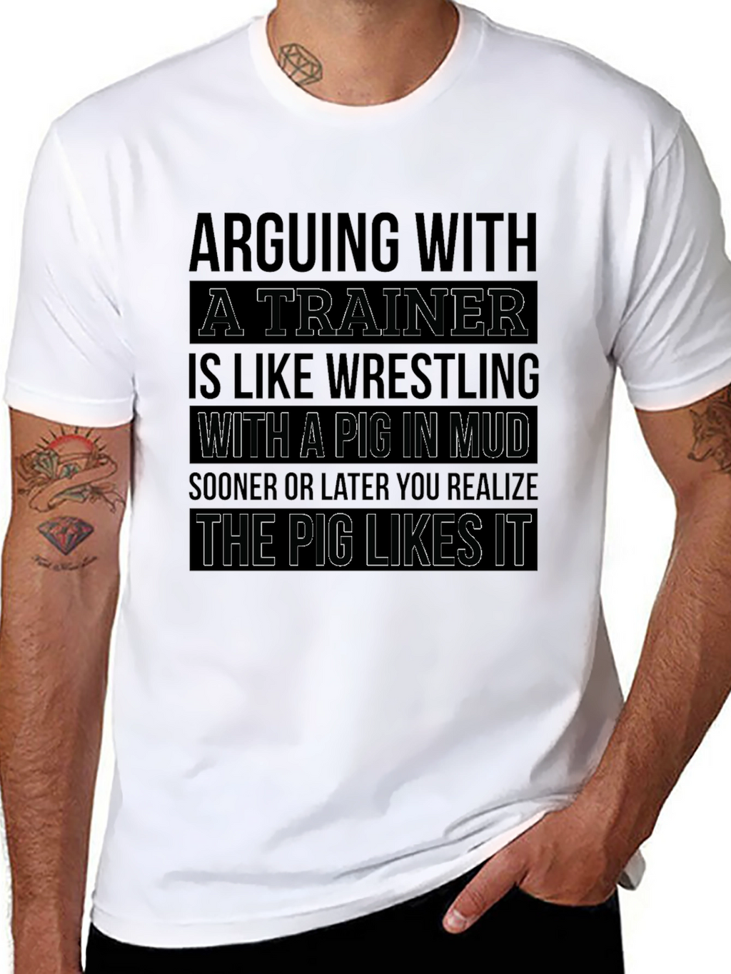 Trainer Wrestling Pig Mud Funny Graphic T-Shirt