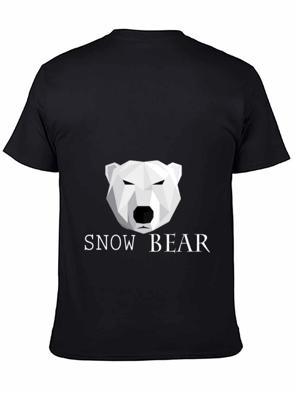 Geometric Polar Bear Black T-Shirt - Snow Bear Design