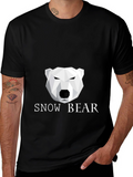Geometric Polar Bear Black T-Shirt - Snow Bear Design